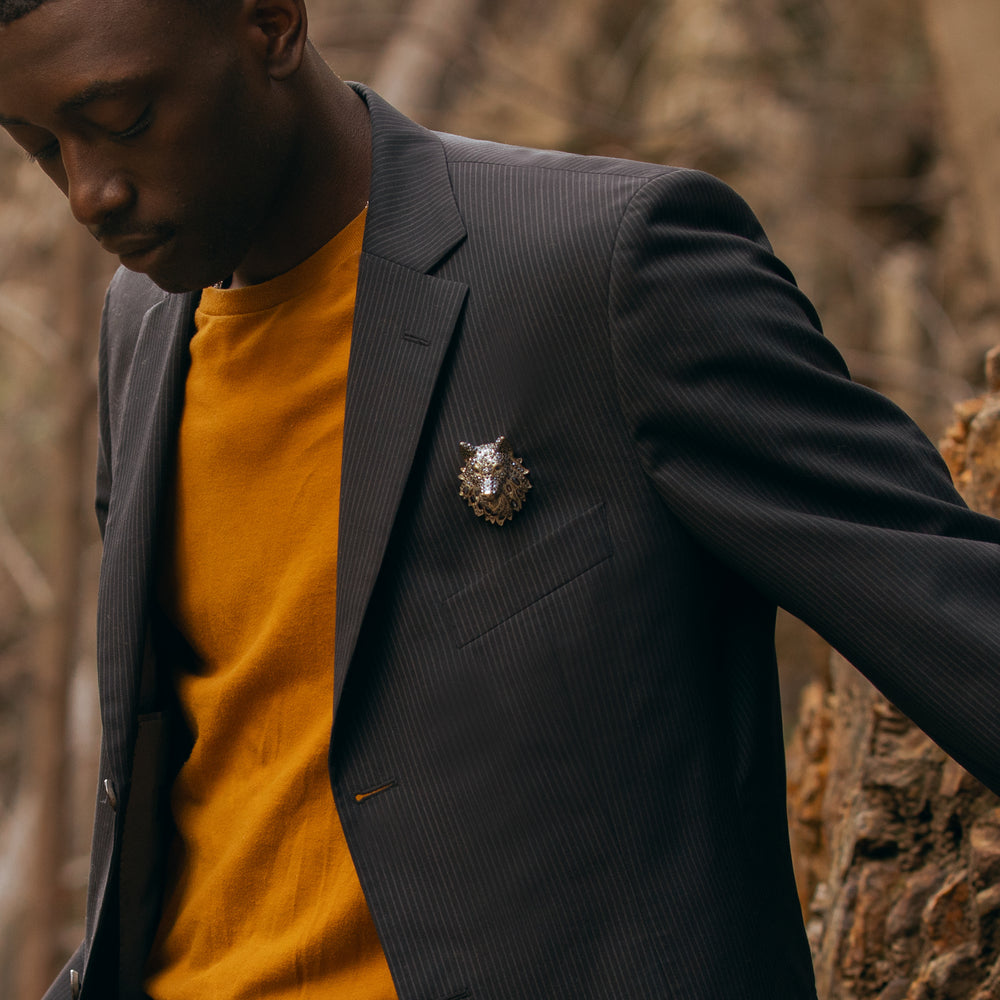 JAMES WOLFE® BLACK WOLF | Crystal Unisex Brooch