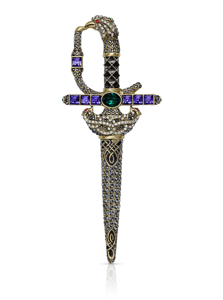 JAMES WOLFE® MIDNIGHT GREEN DAGGER | Crystal Unisex Brooch
