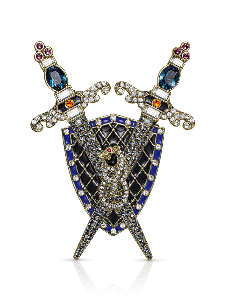 JAMES WOLFE® BLUE SHIELD | Crystal Unisex Brooch