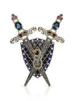 JAMES WOLFE® BLUE SHIELD | Crystal Unisex Brooch