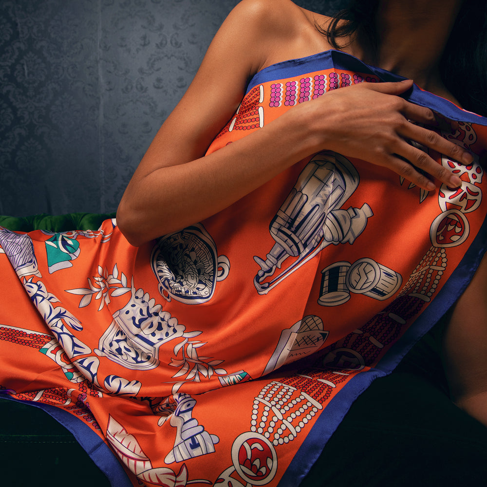 JAMES WOLFE® SUNDOWN IN MONACO | Hand rolled 100% Silk Scarf