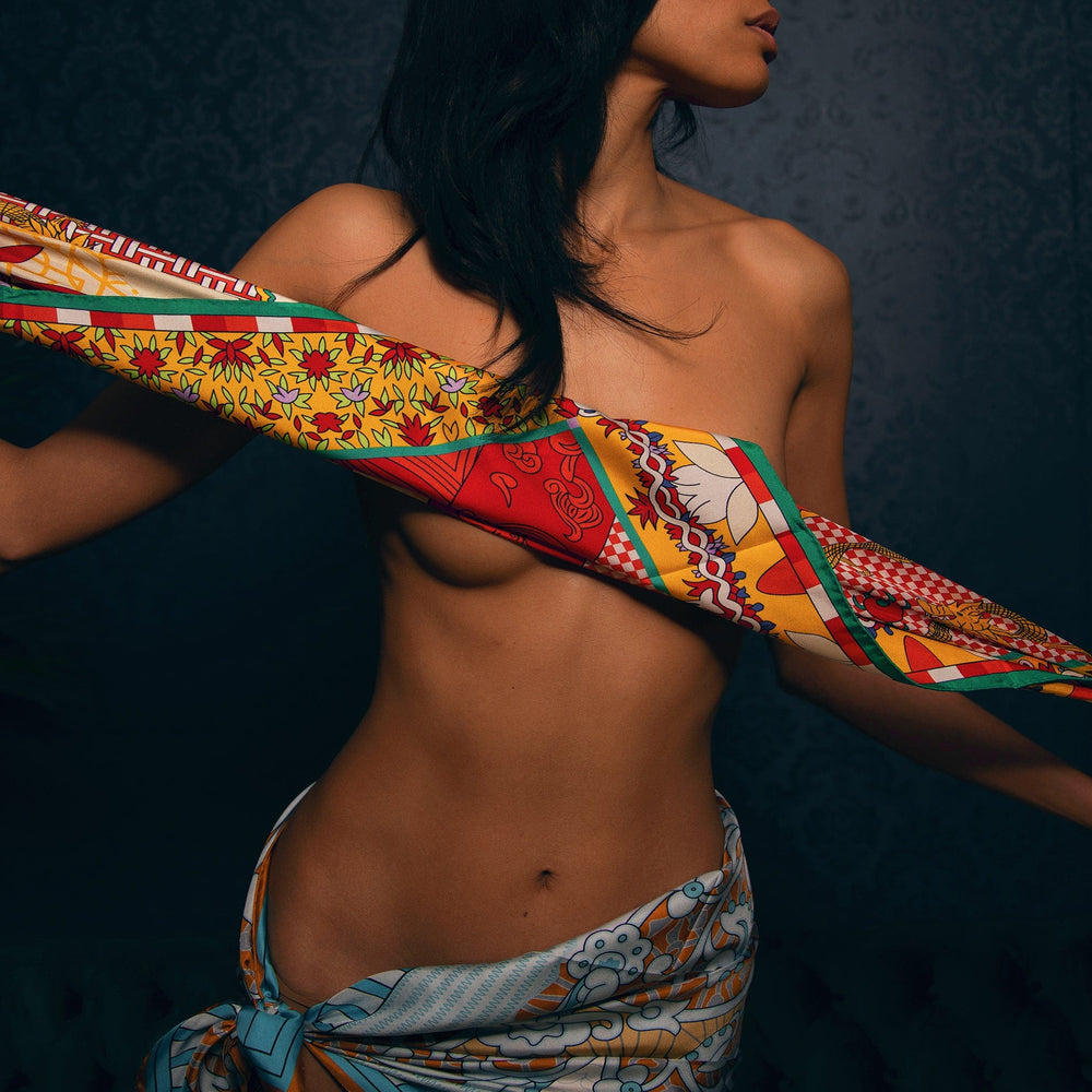 JAMES WOLFE® EASTERN AFFAIRS | Hand rolled 100% Silk Scarf