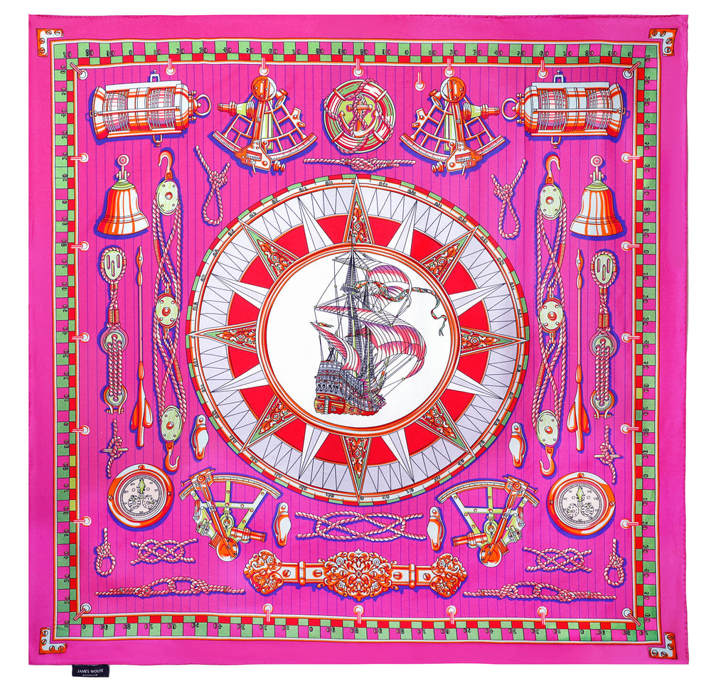 JAMES WOLFE® LOST AT SEA | Hand rolled 100% Silk Scarf