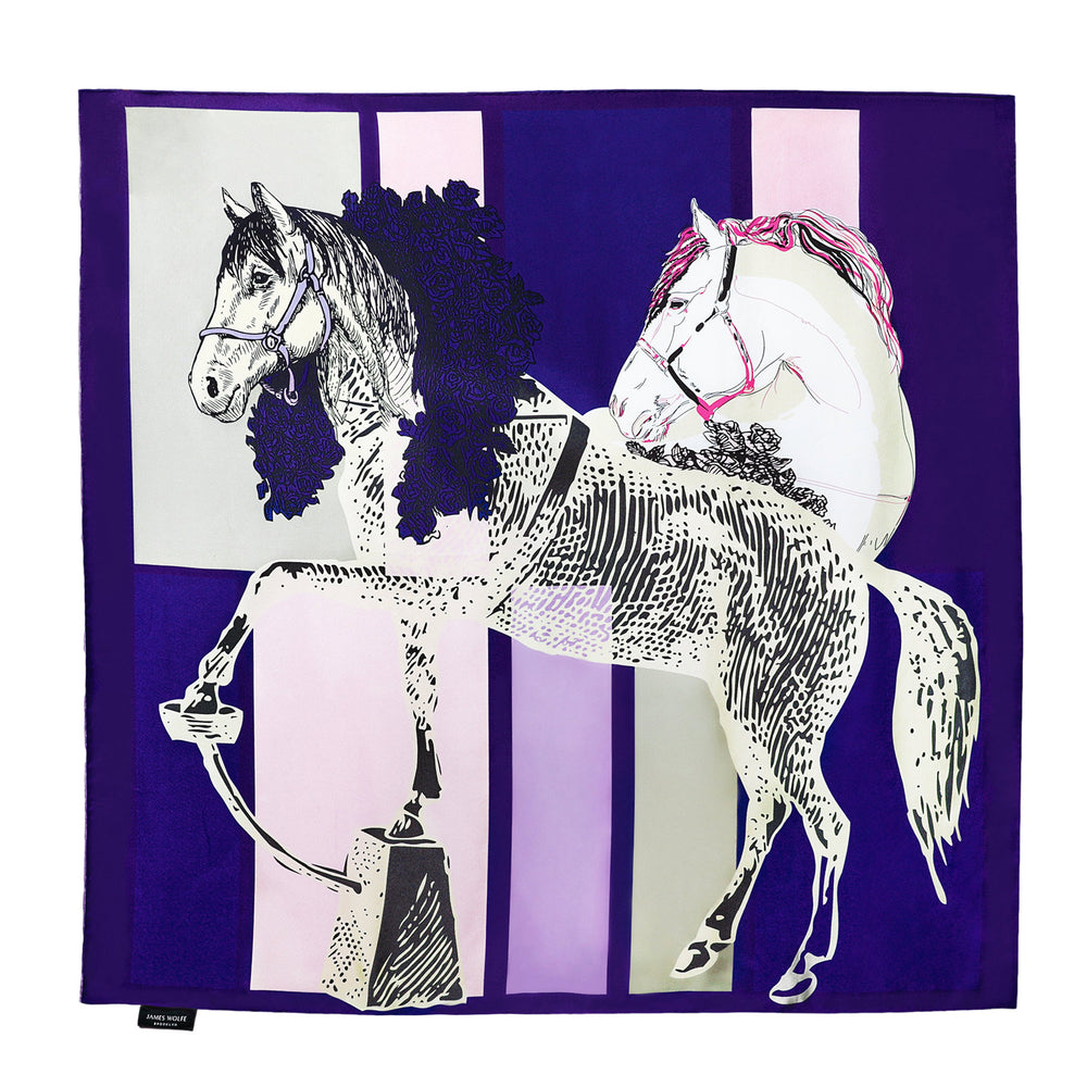 JAMES WOLFE® STALLIONS | Hand rolled 100% Silk Scarf